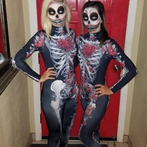 Skeleton and roses bodysuit